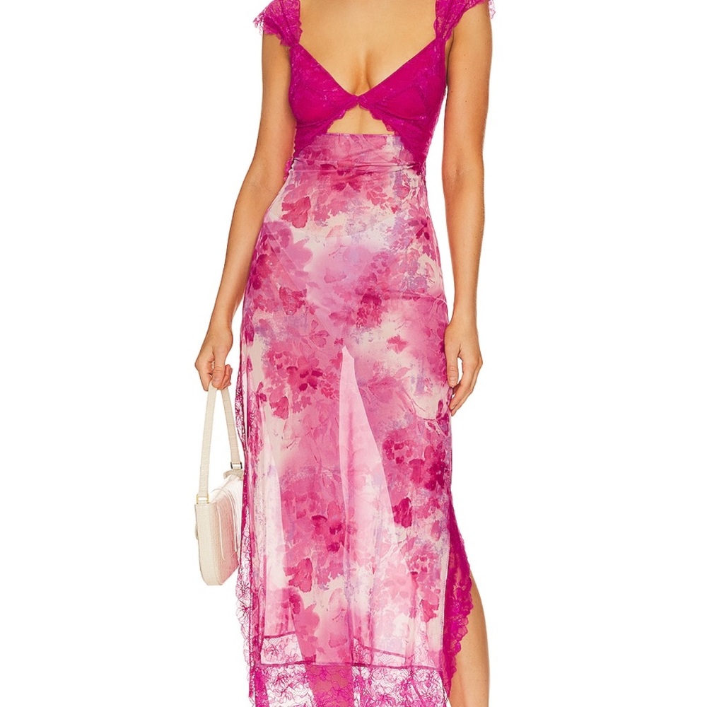 Pink Floral Lace Dress